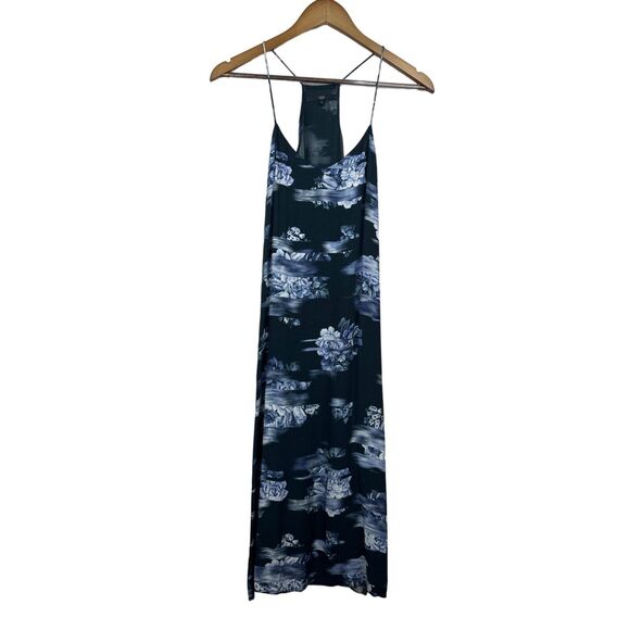 Tibi Womens Floral Midi Dress Size 2 100% Viscose & Silk Black Blue Flowy - Picture 1 of 7